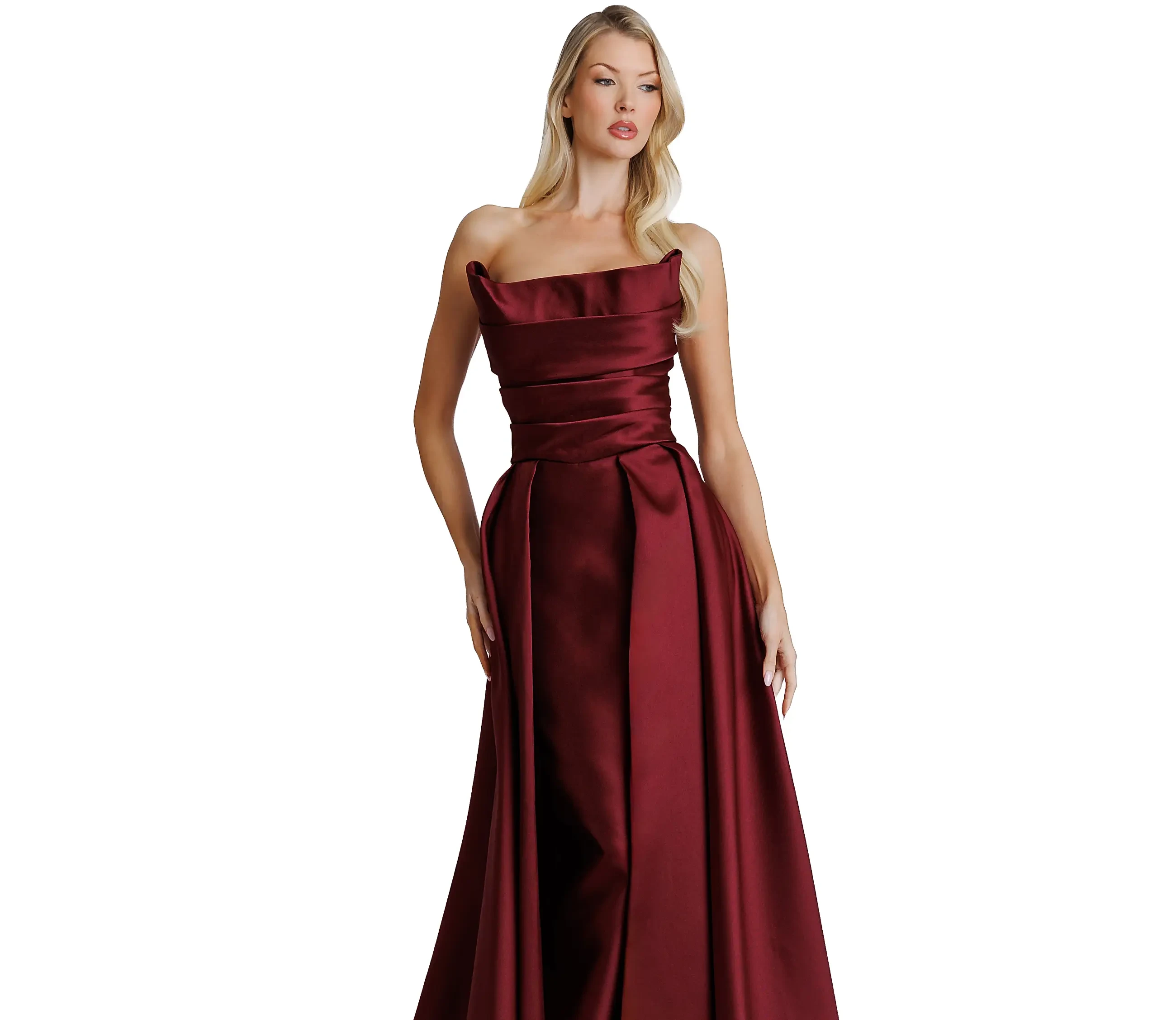 Model wearing an evening gown