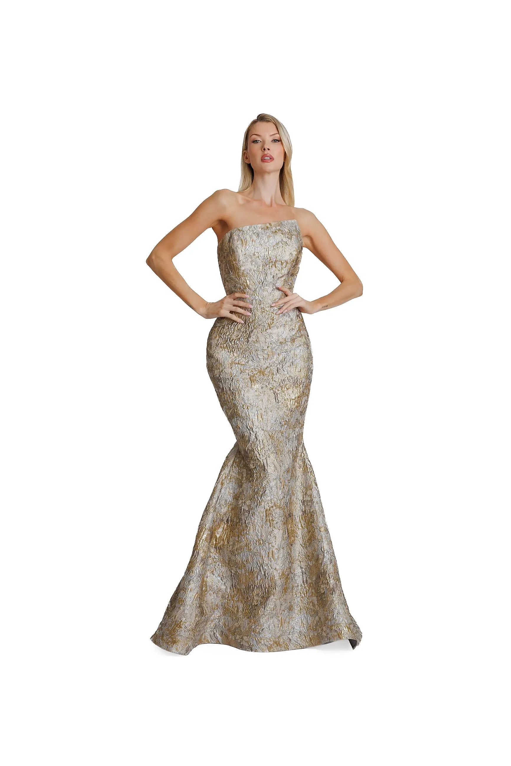 Model wearing an evening gown